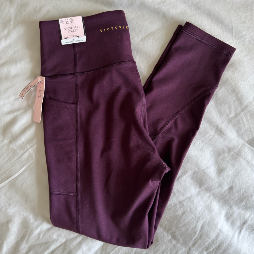 Victoria's Secret Studio 7/8 Legging | High Rise Burgundy Workout Size 8 NWT Y2K - Picture 6 of 12